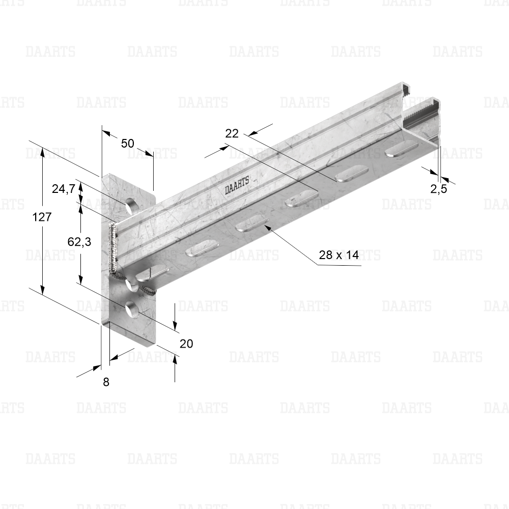 с размерами Консоль 41х41 2.5 DS MQL K